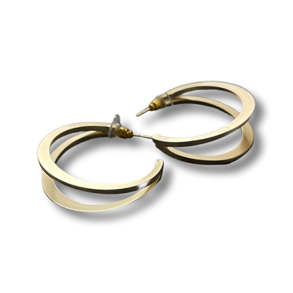 Large Double Row Hoop Earrings in Gold - NWT